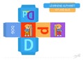 ÃÂ¡ut and glue the cube: Letter D. Educational game for kids. Cute zoo alphabet a-z in vector for children. Letter D